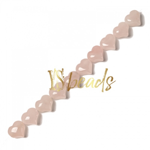 Rose Quartz Horizontal-drilled Heart Beads. Approx 10-14mm