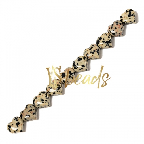 Dalmatian Jasper Horizontal-drilled Heart Beads. Approx 10-14mm