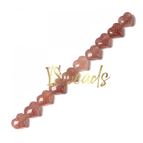 Strawberry Quartz Horizontal-drilled Heart Beads. Approx 10-14mm