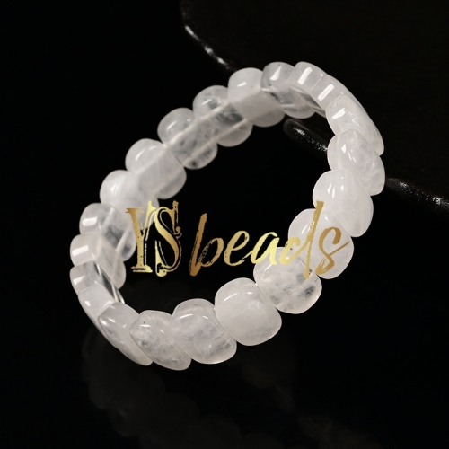 Clear Quatz Flat Rectangle Bead Bracelet. Approx 9x14mm
