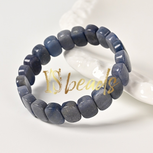 Blue Aventurine Flat Rectangle Bead Bracelet. Approx 9x14mm