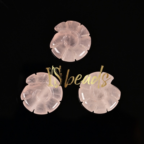 Rose Quartz Carved Ammonite Shape Beads. Approx 35mm