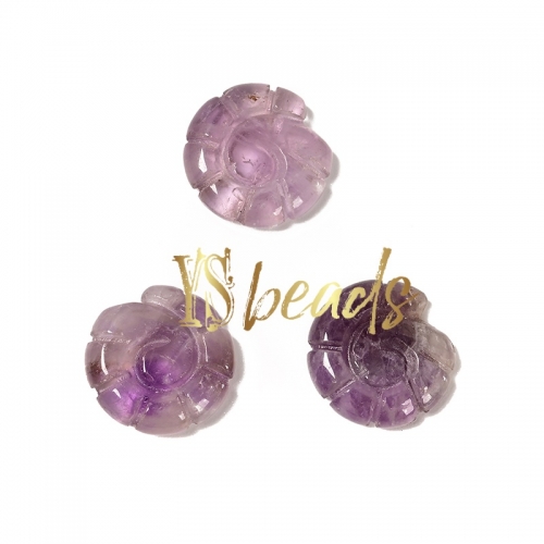 Amethyst Carved Ammonite Shape Beads. Approx 35mm