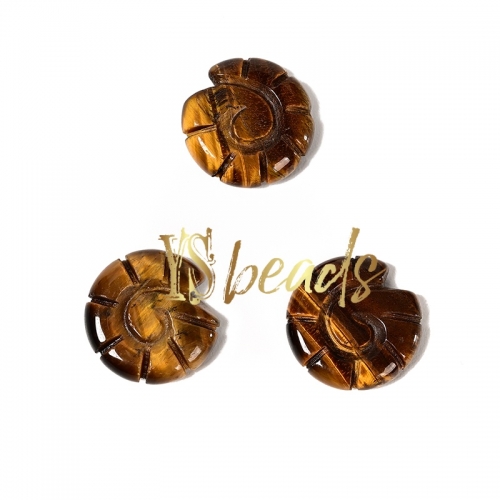 Tiger Eye Carved Ammonite Shape Beads. Approx 35mm
