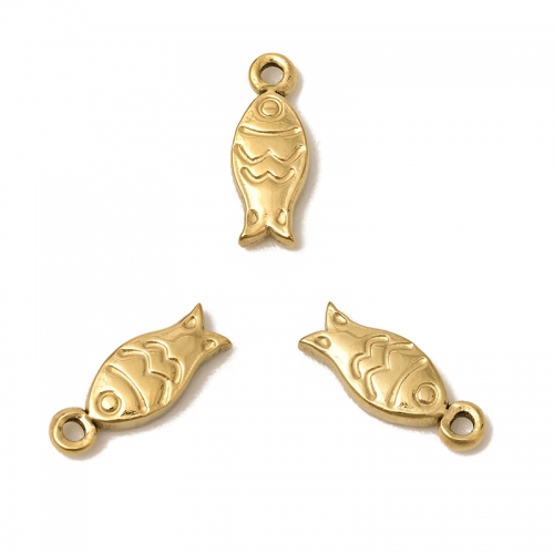 Golden Stainless Steel Fish Shape Pendant (PVD), Approx 6x16mm