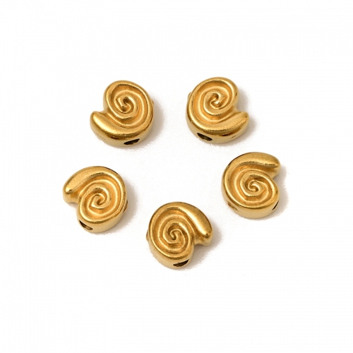 Golden Stainless Steel Ammonite Shape Beads (PVD), Approx 7.5mm