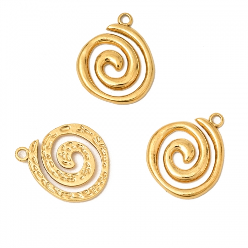 Golden Stainless Steel Ammonite Shape Pendants(PVD), Approx 19.7mm