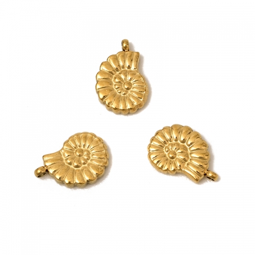 Golden Stainless Steel Ammonite Shape Pendants(PVD), Approx 7.9x9.2mm