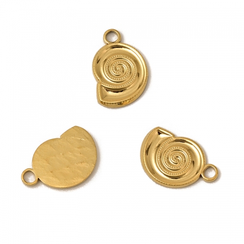 Golden Stainless Steel Ammonite Shape Pendants(PVD), Approx 10x12mm
