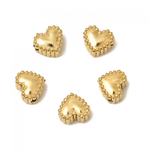 Golden Stainless Steel Heart Shape Beads(PVD), Approx 5.6x6.2mm