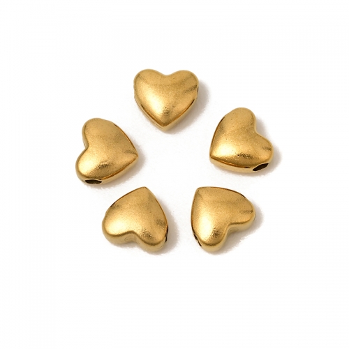 Golden Stainless Steel Heart Shape Beads(PVD), Approx 7x7.5mm