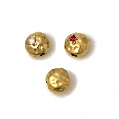 Golden Stainless Steel Fancy Shape Beads(PVD) With CZ, Approx 8x8.5mm