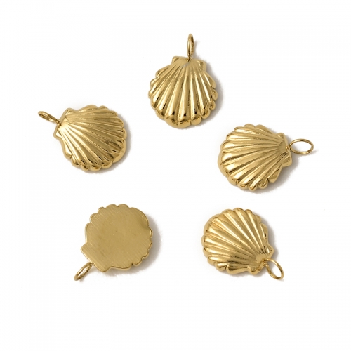 Golden Stainless Steel Fan Shape Pendant(PVD), Approx 7mm