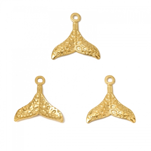 Golden Stainless Steel Tail Shape Pendants(PVD), Approx 19x25mm