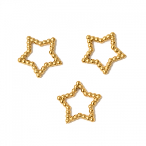 Golden Stainless Steel Star Shape Twisted Loop Beads(PVD), Approx 12mm