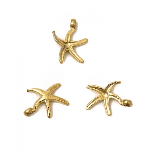 Golden Stainless Steel Starfish Shape Pendants(PVD), Approx 7x9mm