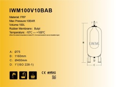 IWM100V10BAB|Bulit-in Bladder Fiber Wound Reinforced expansion Tank