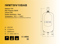 IWM750V10BAB|Bulit-in Bladder Fiber Wound Reinforced expansion Tank