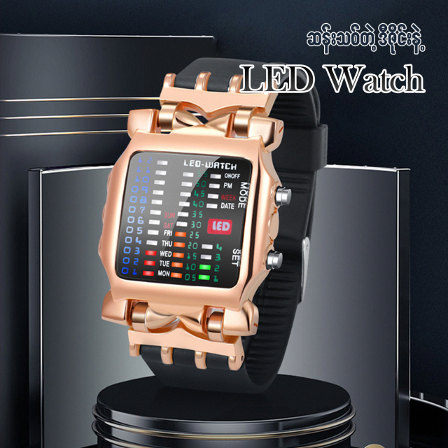 MW00303 ဒီဇိုင်းဆန်းသစ်တဲ့ မိန်းကလေးဝတ်လက်ပက်နာရီလေး LED Watch