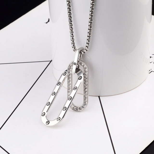 MJ04142 Diamond Double Ring Necklace