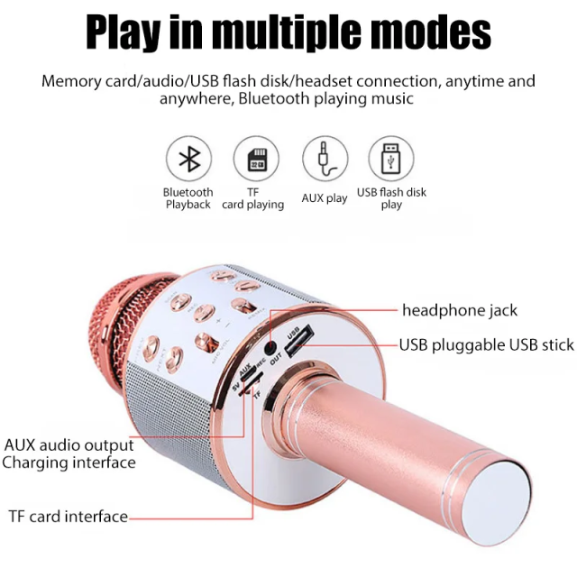 MM04713 ဖုန်းတစ်လုံးရှိရုံနဲ့ သီချင်းတွေအကြိုက်သီဆိုနိုင်မဲ့  Bluetooth Karaoke Microphone