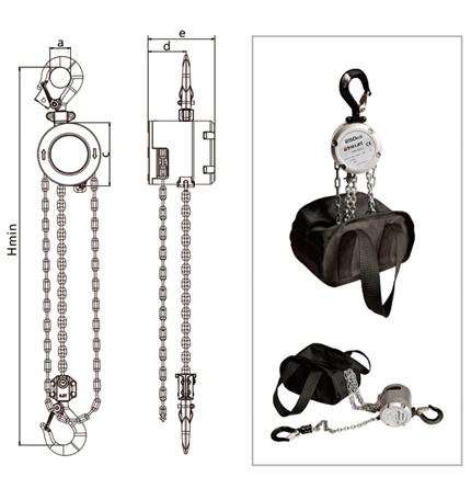 mini aluminium alloy chain hoist, 250kg 500kg