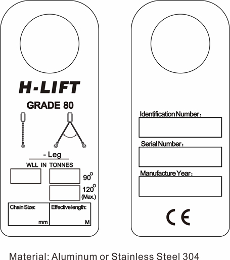 G-80 CHAIN SLING IDENTIFICATION TAG