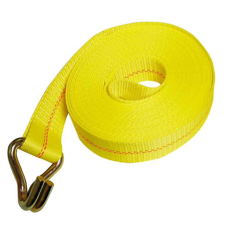 winch strap with double j hook