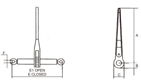 Ratchet type Load Binder without Link or Hook, Load Chain Binder