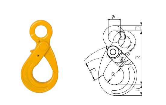G80 Eye Self-Locking Safety Hook Safety Chain Hooks Crane Lifting Hook -  China Hook and Eye Hooks