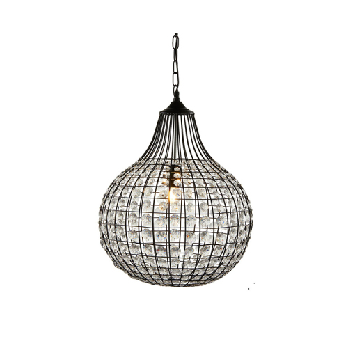 industrial living room lamps home deco Matt black ball crystal pendant lights_NS-120365