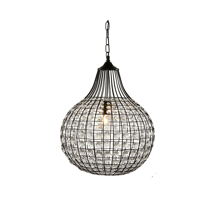 industrial living room lamps home deco Matt black ball crystal pendant lights_NS-120365