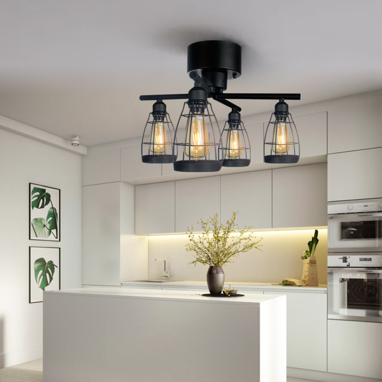 Metal Industrial Style LED Ceiling Iron Glass Farmhouse Chandelier Lighting For Dining Room Kitchen Modern Offices pendant light