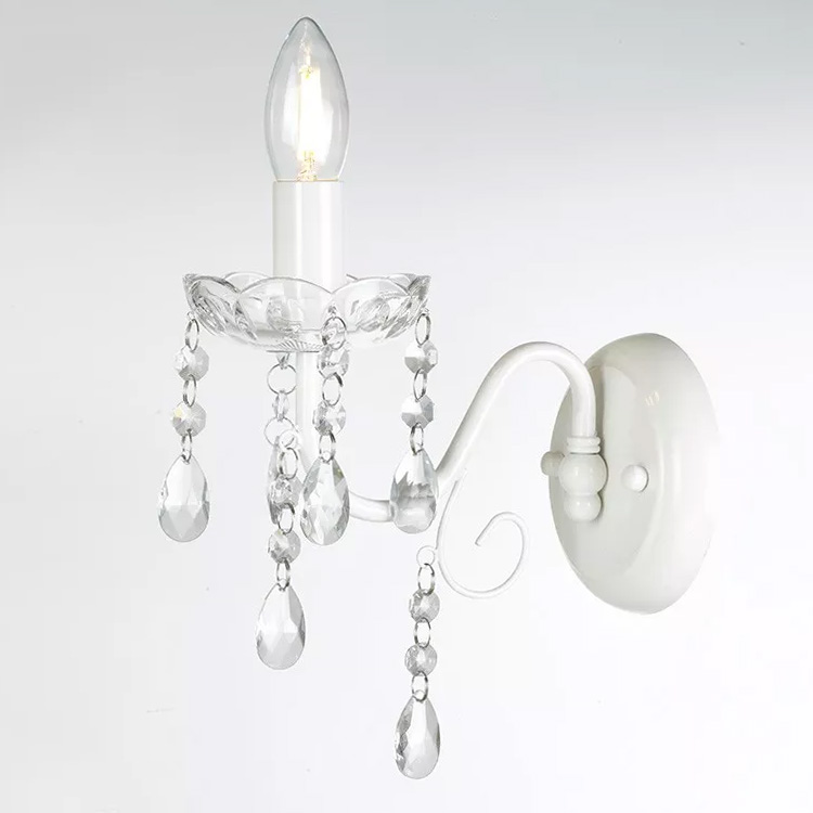European style headboards LED E14 iron wall sconce lamp crystal lighting lights