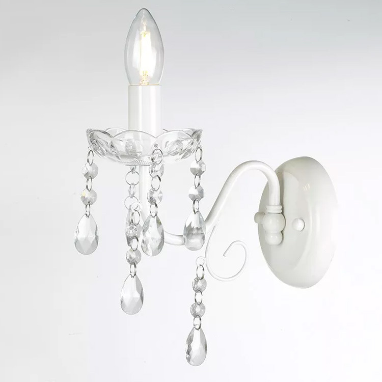 European style headboards LED E14 iron wall sconce lamp crystal lighting lights
