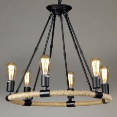 Nordic Sputnik Design Metal Round Rustic Retro Hemp vintage industrial Rope pendant lights