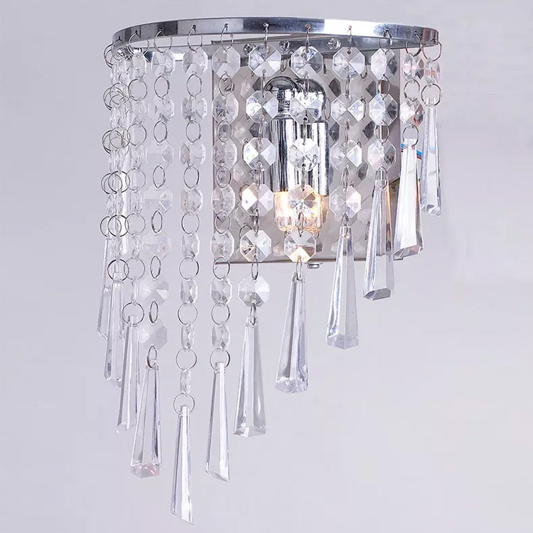 indoor chrome crystal cheaper small size bedroom home decorative wall lamp