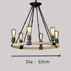 Nordic Sputnik Design Metal Round Rustic Retro Hemp vintage industrial Rope pendant lights