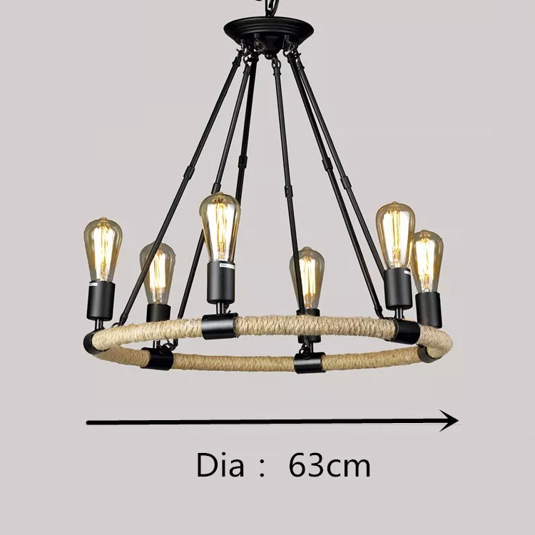 Nordic Sputnik Design Metal Round Rustic Retro Hemp vintage industrial Rope pendant lights
