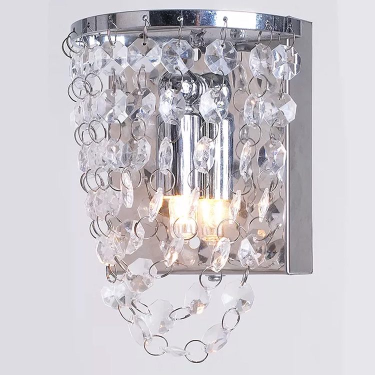 indoor chrome crystal cheaper small size bedroom home decorative wall lamp