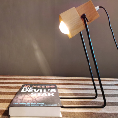 Modern Wooden Farmhouse Table Lamps Bedroom Nightstand Lamp Rustic Living Room Reading Industrial Desk Lamps