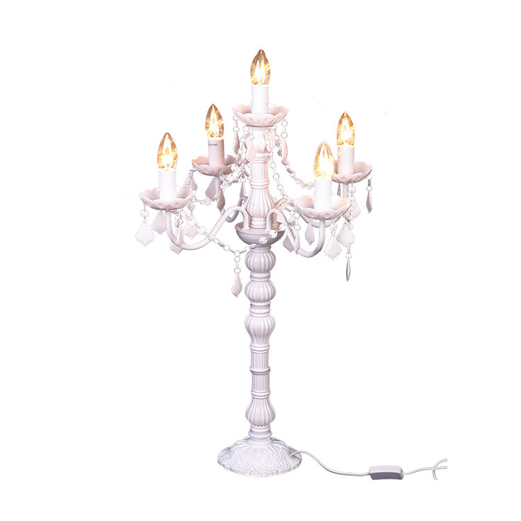 European clear candle crystal chandelier table lamp acrylic