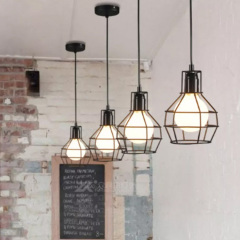 Vintage Pendant Lamp Cage Edison Bulb E27 Hanging Lights Retro Metal Lampshade