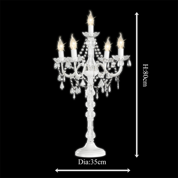 European clear candle crystal chandelier table lamp acrylic