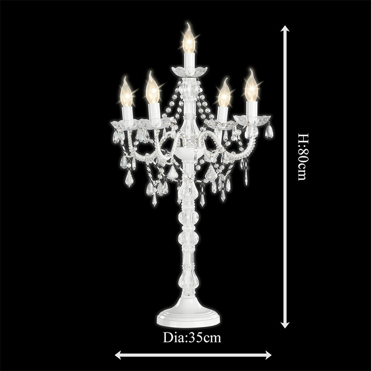 European clear candle crystal chandelier table lamp acrylic