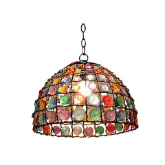 Vintage Jewel Bronze Metal Moroccan Lantern Shade Pendant lighting