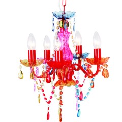 Hanging Art Decor 5 Arm Color Crystal Light Fixtures Chandelier NS-120148M