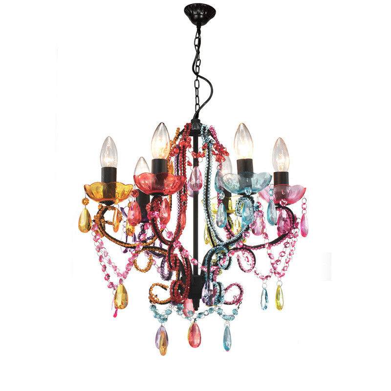 decorative LED hanging pendant lights multi-color iron acrylic chandelier