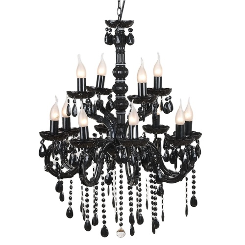 Black LED Chandelier indoor European style lamps hot sale acrylic 12 lights Hotel ROHS Color Support