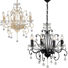 Factory Wholesale Promotion Flower Wrought Iron Crystal Chain Pendant Light Bedroom Sitting Room Black Modern Chandelier Lamp